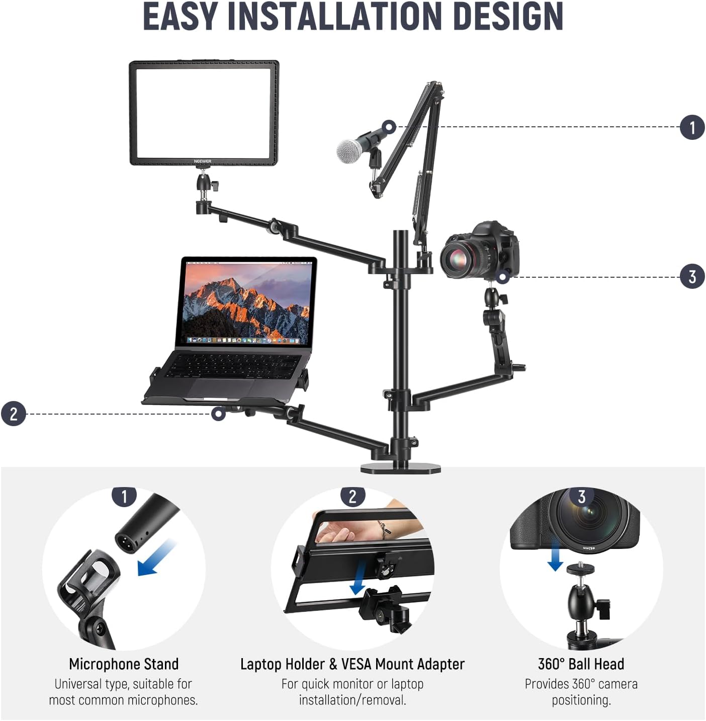 Overhead Camera Stand Desk Mou – обзор и цена Webcam Ring Light