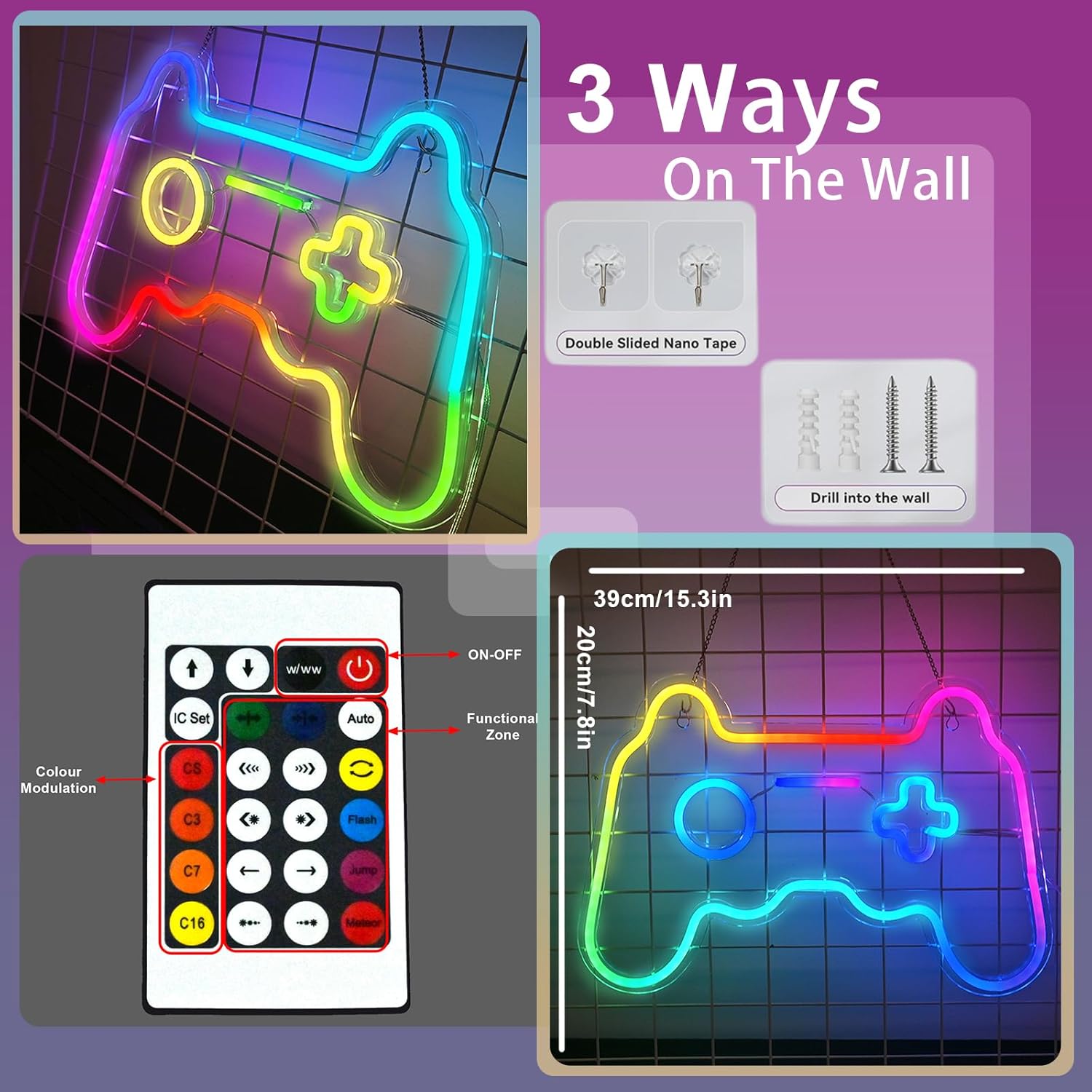 RGB Gamer Shape Neon Sign Gami – обзор и цена Esports Gaming Remote