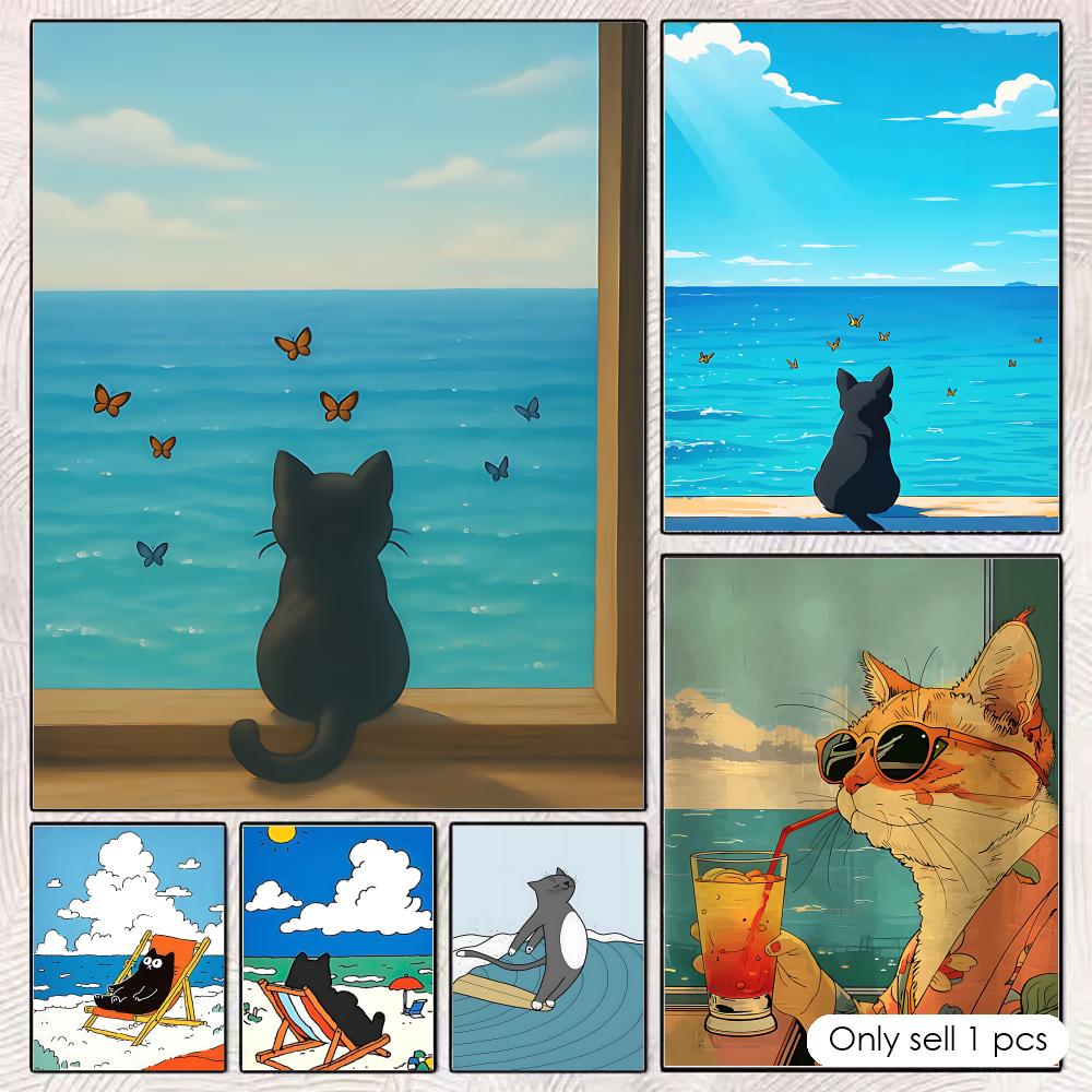 Cat on Beach Poster Wall Art R – обзор и цена Esports And Gaming Lounge