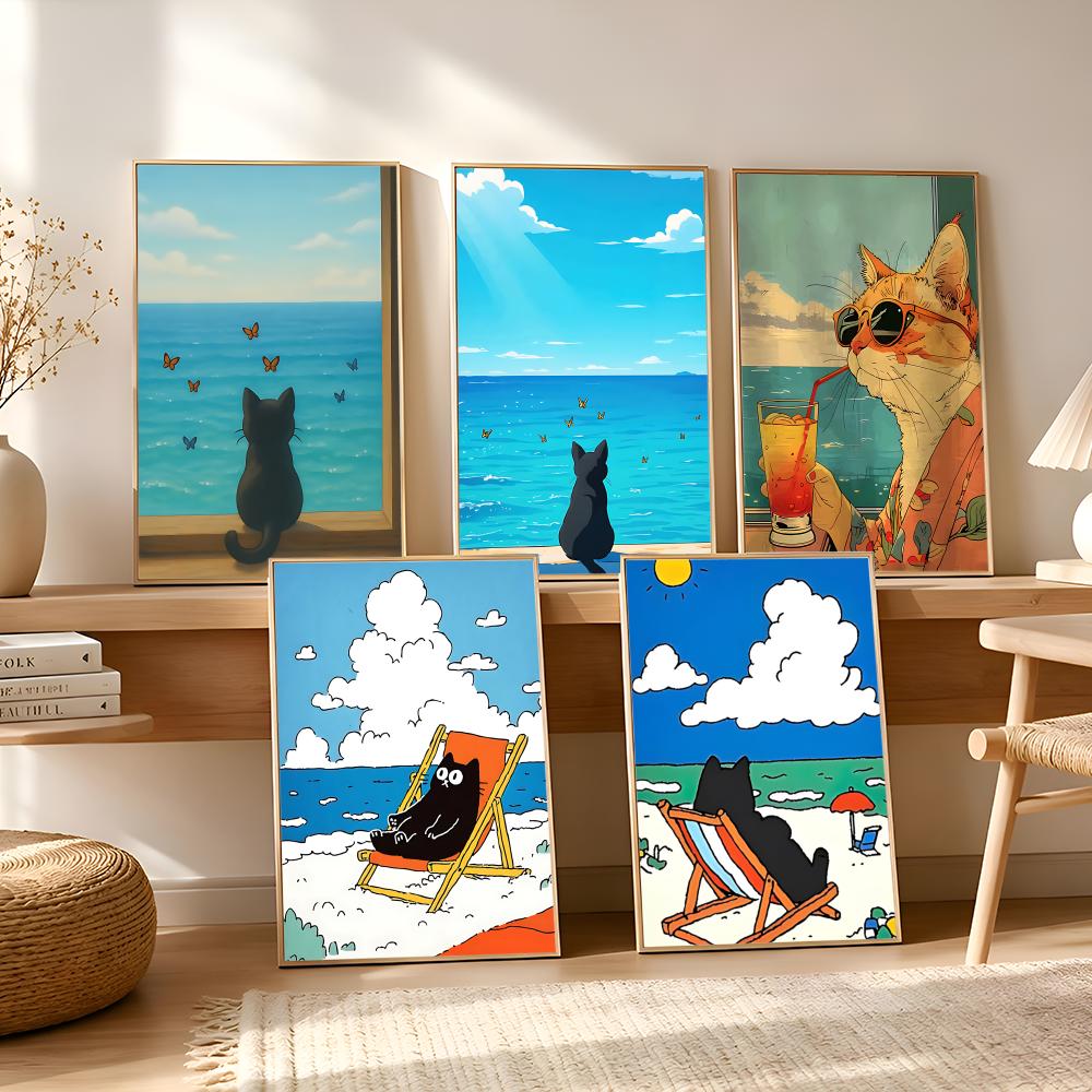 Cat on Beach Poster Wall Art R – обзор и цена Esports And Gaming Lounge